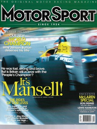 MOTOR SPORT 2009 DEC - MANSELL, F1 2-SEATER, RUTHERFORD, BMW M3